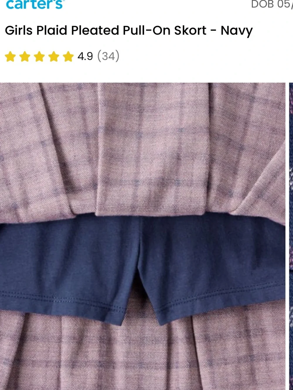 Carter’s Plaid Pleated Pull-On Skort